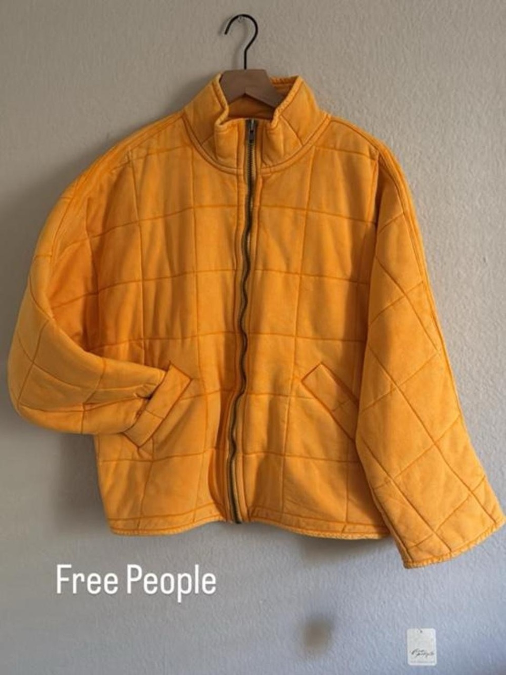 Free People Dolman Quilted Knit Jacket Carrot Orange XS